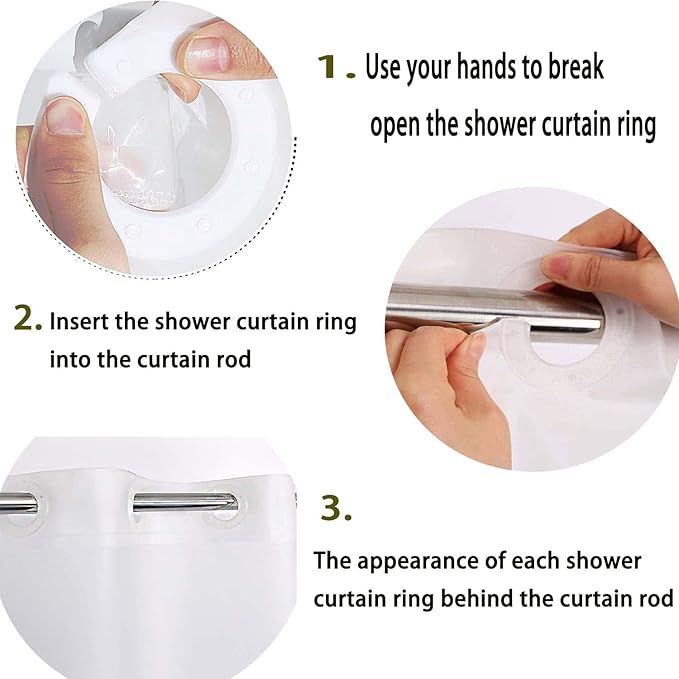 Waterproof PEVA Hookless Shower Curtain Liner No Hooks Need Shower Liner for Bathroom,Standard Size 72''x78'', Clear No Hook Needed