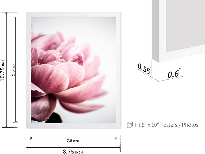Monem Art Pink Peony Macro Photography Print - Minimalist Floral Art Poster - Wall Decor for Living Room, Bedroom or Office - 8x10 White Framed Wall Art by Mareike Bohmer