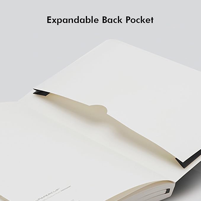 myPAPERCLIP Executive Series A5 Ruled Notebook | 192 Pages, 80 GSM, Soft Cover, A5 (5.83 x 8.27 in) | Flat Lay | Bookmark, Elastic Closure & Back Pocket | Black