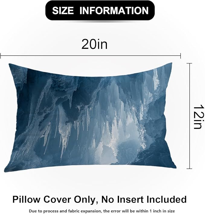 Shrahala Icicles Stalagmites Ice Cave Throw Pillow Cover, Icicles and Stalagmites in Cave Lumbar Pillowcase Blended Double-Sided No Inserts for Bedroom Living Room Set of 2 (12 x 20 in)
