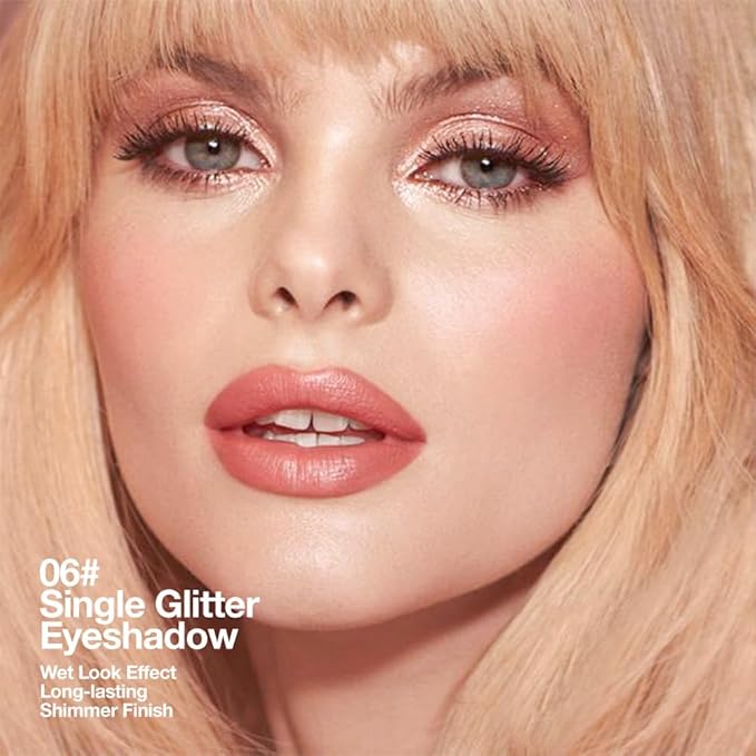 Champagne Rose Gold Monochrome Shimmer Eyeshadow Palette Makeup,Long Lasting Naturing-Looking Lightweight Glitter Single Eyeshadow,Neutral Powde Eye Shadow for Older Women