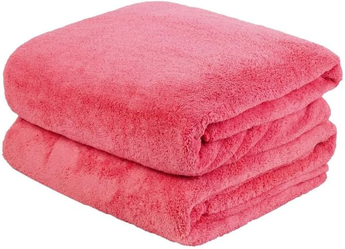 JML Large Microfiber Bath Towels, 2 Pack, 30"x60", Super Soft, Absorbent, Lint-Free Fleece Bathroom Towel Set for Luxury Hotel & SPA, Shower, Pool, Yoga, Sauna, Coral Pink