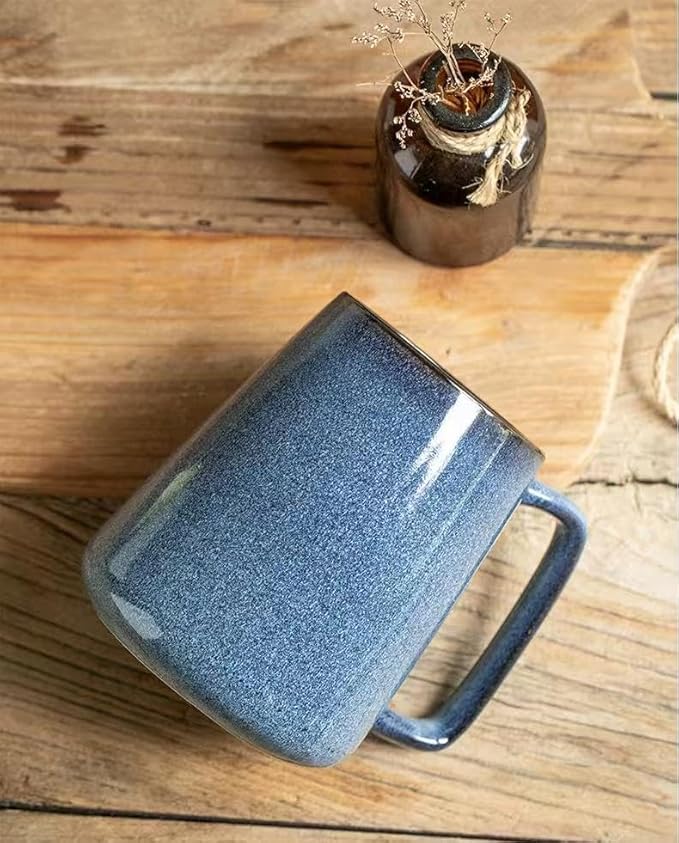 24 OZ, Large Ceramics Coffee Mugs with Handle, Extra Large Tea and Coffee Cup for Office and Home，Microwave and Dishwasher Safe,For Gift and Present(Blue)