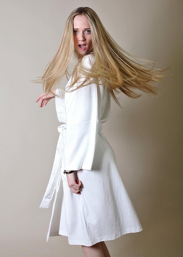 Women's Bathrobe Spa Robe, 100% Organic Cotton, Lightweight Super Soft Travel & Eco-Friendly (6 Colors)