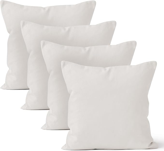 Encasa XO Throw Pillow Covers 18x18 in Set of 4 Light Grey | No Inserts | Cotton Pillow Covers for Living Room, Bed, Sofa, Couch | Decorative Cushion Covers with Improved Zipper