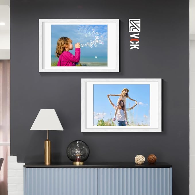 VCK 20x30 Frames White 3 Pack, Wide Border Wood, Display 18x24 Picture Photo with Mat or 20 x 30 without, for Home, Office, Gallery, Woodgrain Series, Wall Hanging