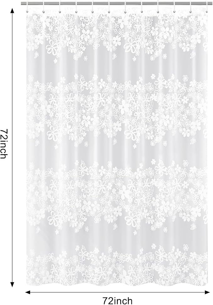 PEVA Shower Curtain, Water Repellent Premium Bathroom Shower Curtain with 3 Magnetic Weights for Shower Stall, Bathtubs