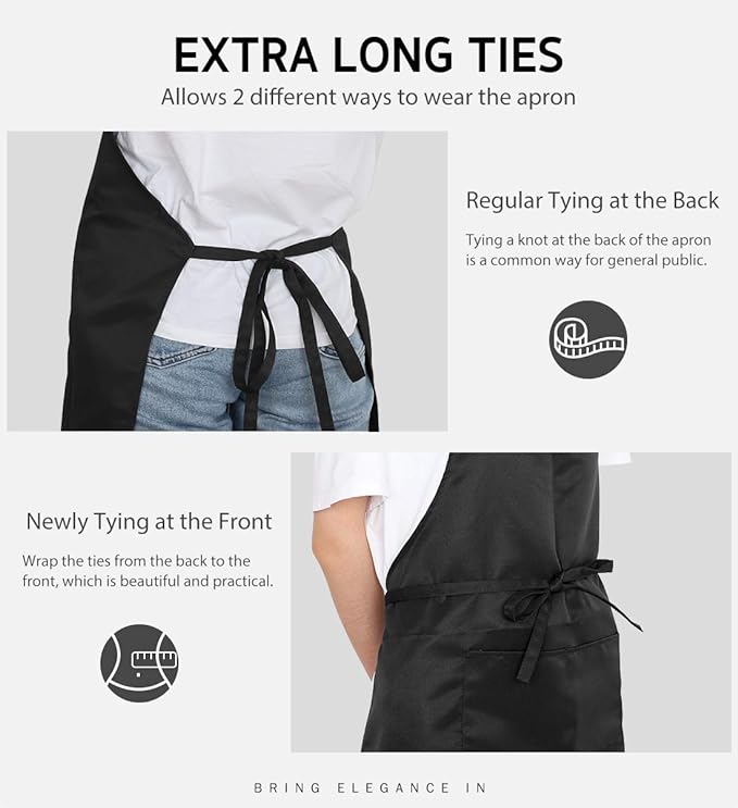 Syntus 4 Pack Adjustable Bib Apron with 2 Pockets Cooking Kitchen Aprons for Women Men Chef