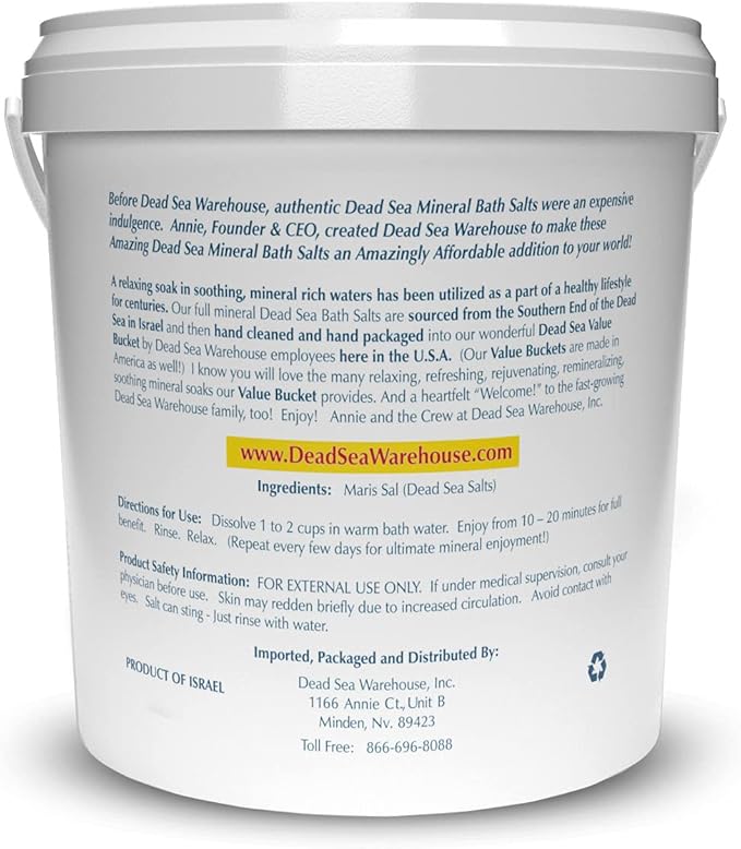 Dead Sea Warehouse-Amazing Minerals Dead Sea Bath Salts,100% Full Mineral Therapeutic Bath Salts, Detoxifying & Moisturizing, Exfoliating for Dry Skin, Unscented(5 lbs)