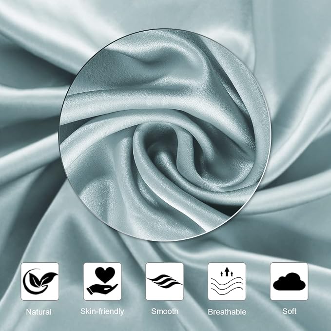 Ravmix Silk Pillow Cases with Zipper, 21momme Mulberry Silk Pillowcase for Hair Skin Health, Soft Smooth Breathable Cool Pillow Cover for Beauty Sleep with Gift Box 1PC(Standard 20"x26", Aqua Green)