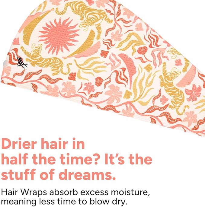 Dock & Bay Turban Hair Towel - for Home & The Beach - Super Absorbent, Quick Dry - Tiger Palm