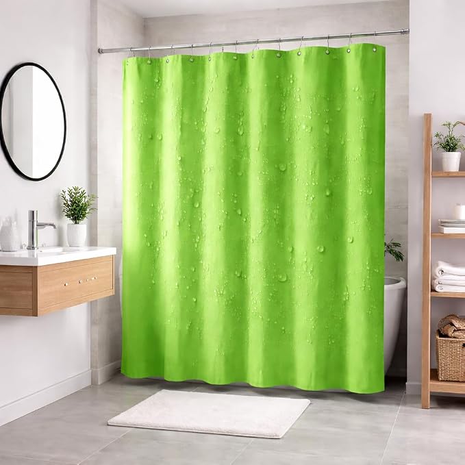 Lime Green PEVA Shower Curtain Liner 70x72 | Waterproof, Rust Resistant Metal Grommets
