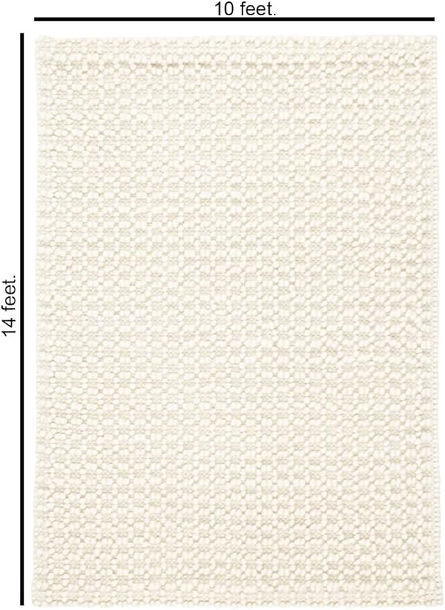 Handwoven Wool Area Rug - Hand Woven Natural Carpet Rugs- Bedroom Living Room Dining Room (Ivory- 10'x14')