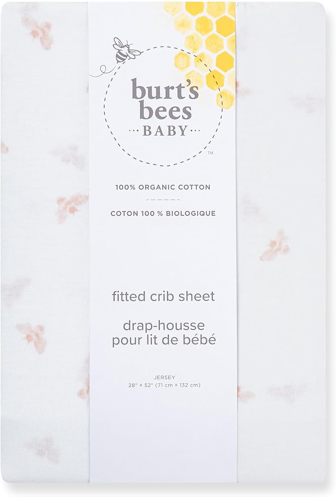 Burt's Bees Baby Organic Cotton Fitted Crib Sheet, Breathable Baby Bedding, Infant and Toddler Bed Sheet for Boys and Girls