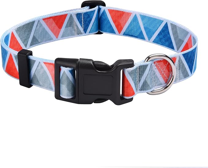 MarukoPet Dog Collar, Adjustable for Small Medium Large Dogs Puppy, Cute Design with Bohemia Floral Tribal Geometric Patterns Boys Girls Dog Collar(Impression Triangle-L)