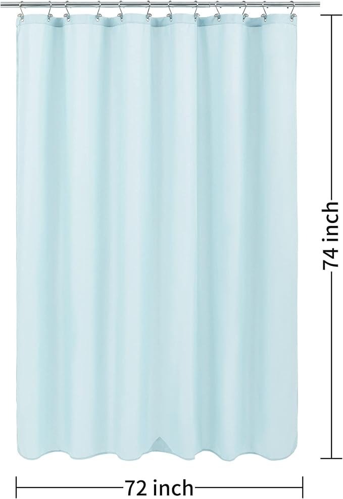 ALYVIA SPRING Long Fabric Shower Curtain Liner Waterproof - 72" x 74", Soft & Lightweight Longer Shower Curtain with 3 Magnets, Machine Washable - 72x74, Blue