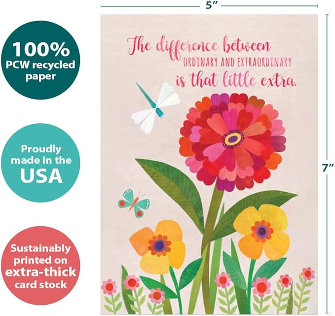 Tree-Free Greetings - Just Because Cards - Artful Designs - 1 Card + Matching Envelope - Made in USA - 100% Recycled Paper - 5"x7" - Be Your Vibrant Self (GO61543)