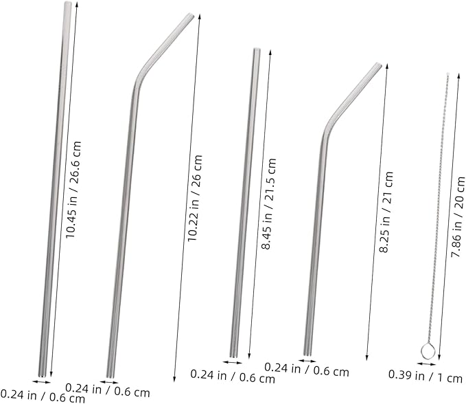ULTECHNOVO Reusable Stainless Steel Beverage Straws with Cleaning Brushes, 18pcs Set, Sturdy Metal Drinking Straws for Tumblers, Water Bottles, and Travel Use