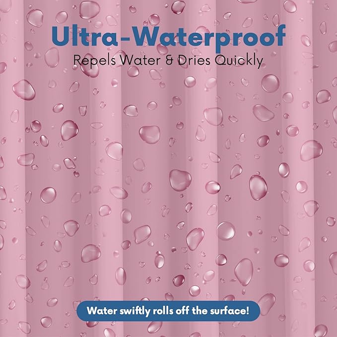 No Smell Shower Curtain Liner 72x72 Pink - PEVA Plastic Shower Curtain for Bathroom, PVC-Free Waterproof Pink Shower Liner with Metal Grommets and Magnet-Weighted Bottom Hem - Washable Liner