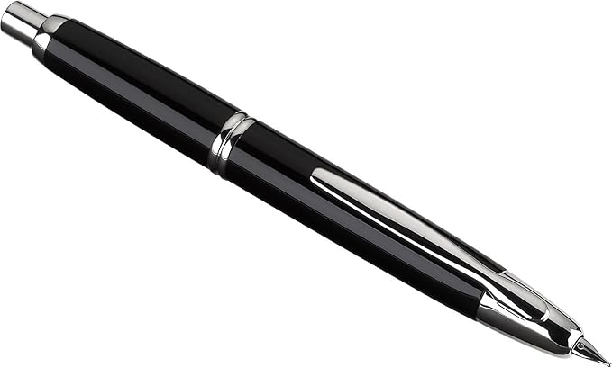 PILOT Vanishing Point Collection Refillable & Retractable Fountain Pen, Black Barrel with Rhodium Accents, Blue Ink, Extra Fine Nib (60341)