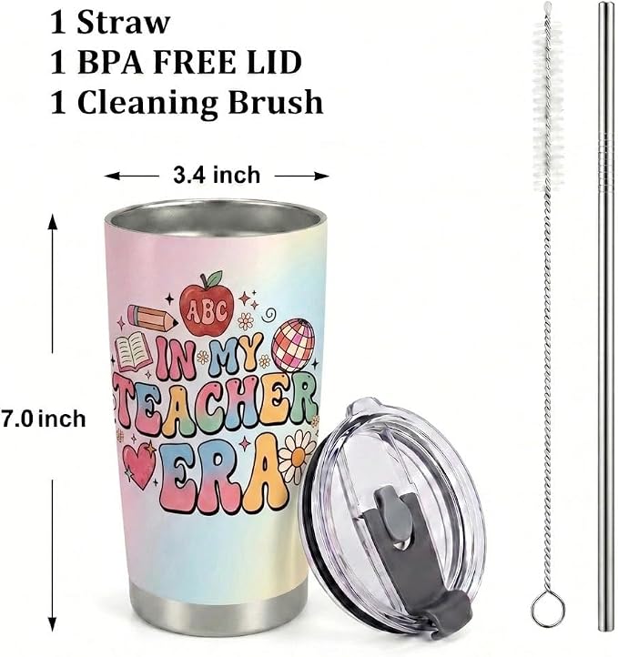 Best Teacher Appreciation Gifts 20 oz Insulated Tumbler for Women Teacher | Teacher Week Gift 20oz Insulated Tumbler for Thanksgiving Birthday Back to School Pre K Preschool Christmas Coffee Travel Mug