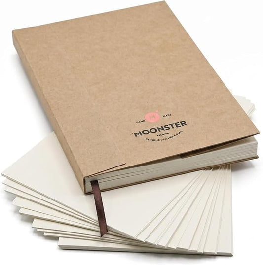moonster A5 Lined Journal Refill – 192 Premium-Milled Pages, 120gsm, Built-in Bookmark – Lined Notebook Insert, Leather Journal Refill, A5 Notebook Refill, Travelers Notebook Insert, Ruled Notebook