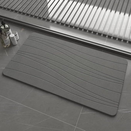 Extra Large Stone Bath Mat, 30'' x 17'' Diatomaceous Earth Non-Slip Stone Shower Mat, Super Absorbent Diatomite Stone Mats for Bathroom Dark Gray XL Flow