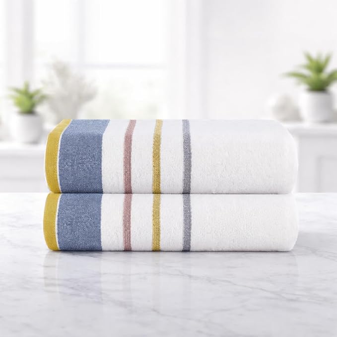 CASA COPENHAGEN White Bay 2Pcs 100% Egyptian Cotton Large Designer Bathsheet Towels Gift Set- Grey - Charcoal, 600GSM, 35"x70" 2Bath Sheet Towels for Bathroom (Gift Set for Women & Men)