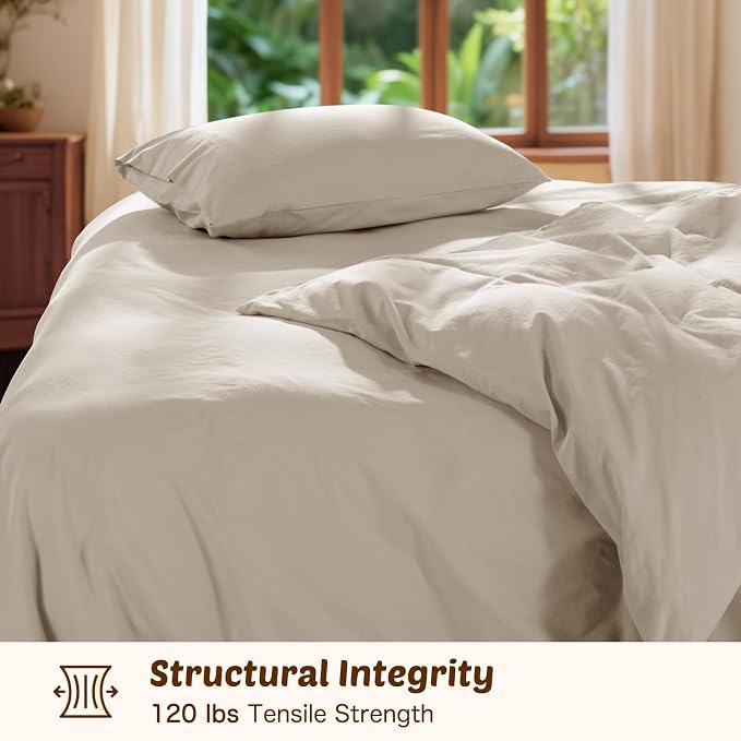 100% Linen Duvet Cover Set King Size, Natural French Flax Linen Comforter Cover, Soft & Breathable for Hot Sleepers with Zipper Closure & 4 Corner Ties - 3 Piece (Linen,King)