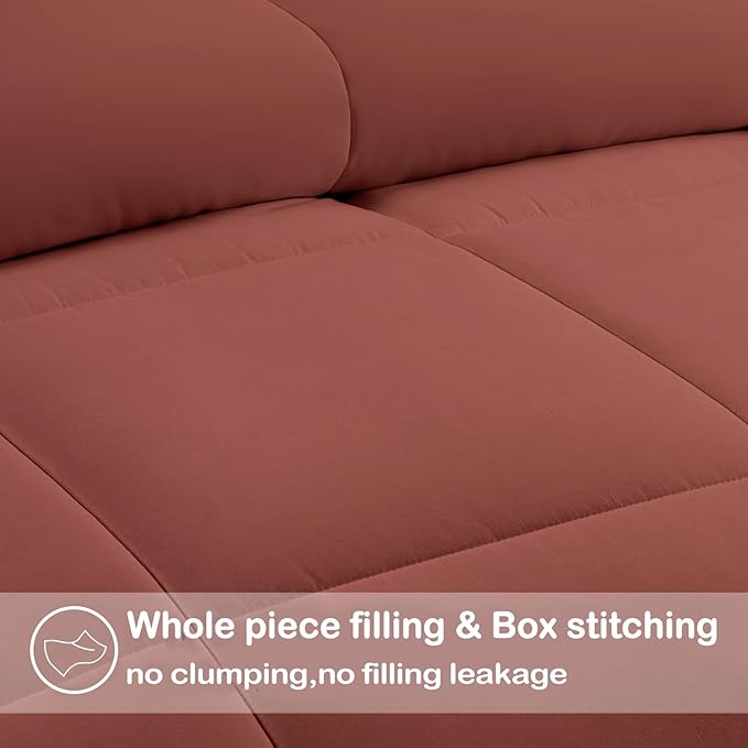 EASELAND Queen Size Down Alternative Comforter - Quilted Duvet Insert for All Seasons, Soft Lightweight with Corner Tabs, Summer Winter Warm Bedding, Terracotta 88×88 Inches