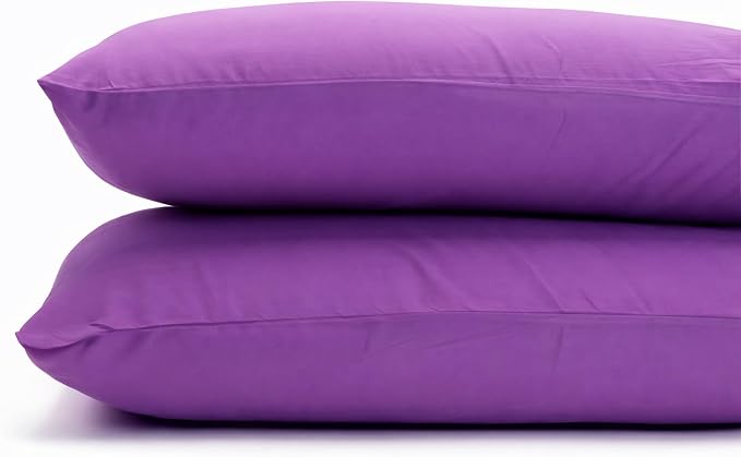 ORGANIC TEXTILES 350 Thread Count GOT's Certified Organic Cotton Pillowcases, Non-Toxic - (Travel, Lilac) - Set of 2