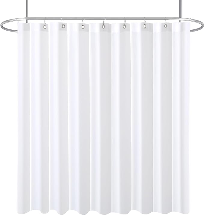 Biscaynebay Fabric Extra Wide Shower Curtain Liners, White 108" Width by 72" Length, Water Resistant Bathroom Curtains, Rust Resistant Grommets Top Weighted Bottom Machine Washable