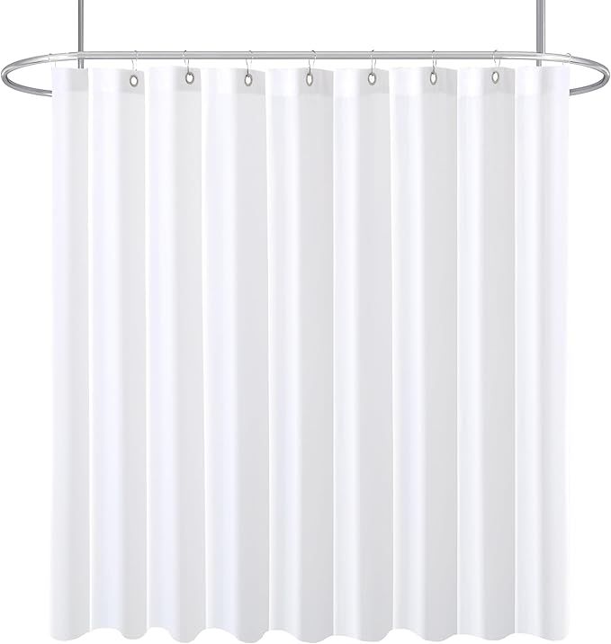 Biscaynebay Fabric Extra Wide Shower Curtain Liners, White 96" Width by 72" Length, Water Resistant Bathroom Curtains, Rust Resistant Grommets Top Weighted Bottom Machine Washable