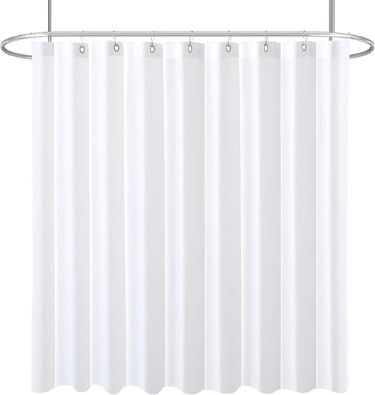 Biscaynebay Fabric Extra Wide Shower Curtain Liners, White 96" Width by 72" Length, Water Resistant Bathroom Curtains, Rust Resistant Grommets Top Weighted Bottom Machine Washable
