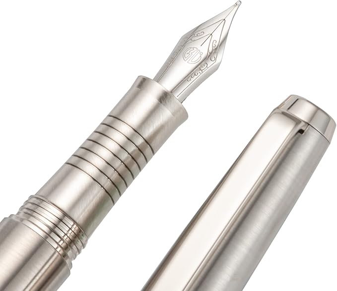 HongDian Stainless Steel Fountain Pen Extra Fine Nib with Converter and Metal Pen Box