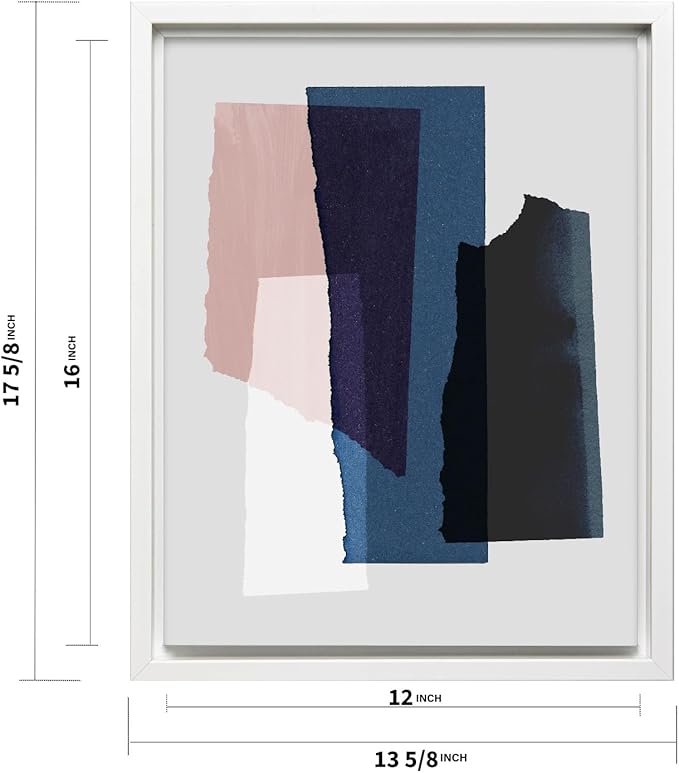 Monem Art Abstract Torn Paper Collage Print - Minimalist Modern Art Poster - Wall Decor for Living Room, Bedroom or Office - 12x16 White Framed CANVAS Wall Art by Mareike Bohmer