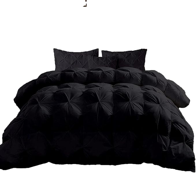 Hypoallergenic 1000-TC Pinch Pleated Down Alternative Comforter Oversized Queen Size 98 x 98 Inches 1pc Comforter & 2 pcs Pillow Covers, 700 GSM & All Side Corner Tabs 100% Egyptian Cotton