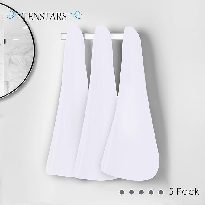 TENSTARS 5 Pack Thicken Microfiber Hair Towel Wrap for Women - Elastic Loop Design - 320GSM Coral Velvet - Quick Dry Hair Turban - 11x28 Inch (White)