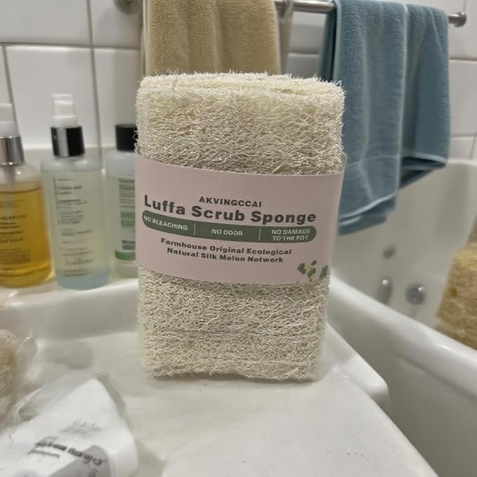 Natural Shower Loofah Sponge Set 3 Pack,Exfoliating Body Scrubbers,Organic Shower Loofahs for Body Daily Skin Back and Face Care Bath