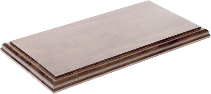Plymor Solid Walnut Rectangular Wood Display Base with Ogee Edge, 12.75" W x 6.75" D x 0.75" H