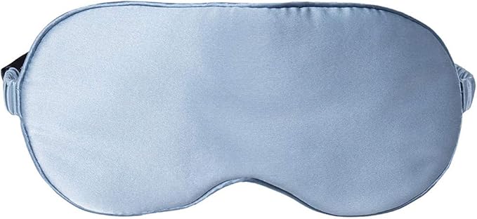 Mulberry Natural Silk Sleep Mask for Women & Men with Elastic Strap, Super Soft Sleeping Eye Mask, Size M, (Blue)