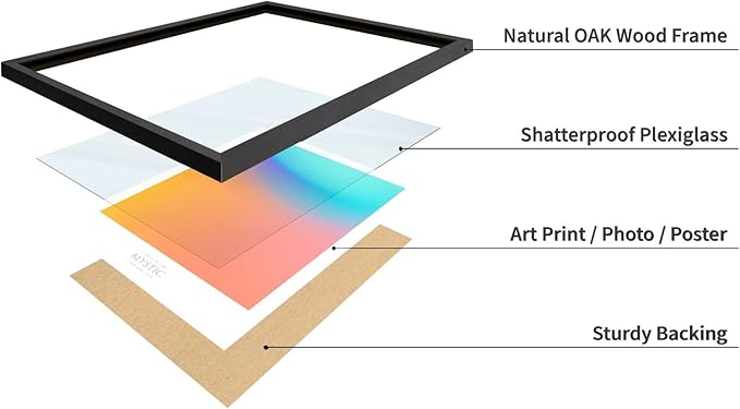 Monem Art Mystic Iridescent Gradient Print - Minimalist Abstract Color Field Poster - Wall Decor for Living Room, Bedroom or Office - 16x20 Black Framed Wall Art by Rs Lab Studio