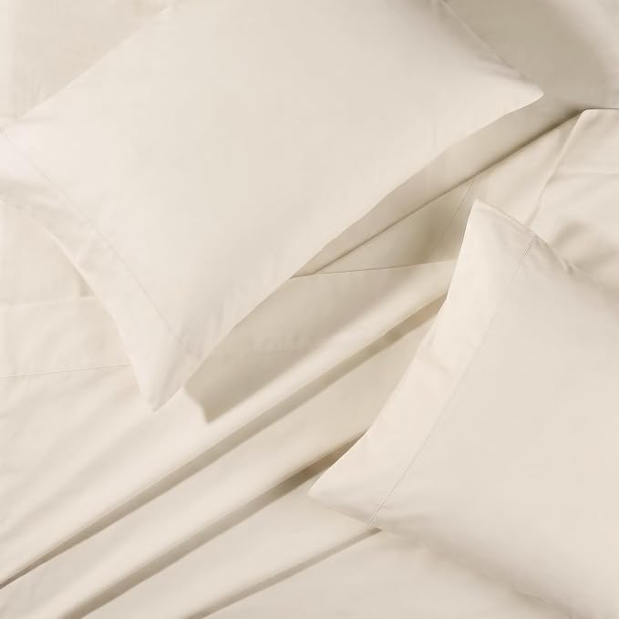 BIOWEAVES 100% Organic Cotton Sheets, 300 Thread Count 3-Piece GOTS Certified Bed Sheet Set Fits Mattress Upto 17" Deep Pocket, Soft & Silky Sateen Weave (Twin, Undyed Natural)