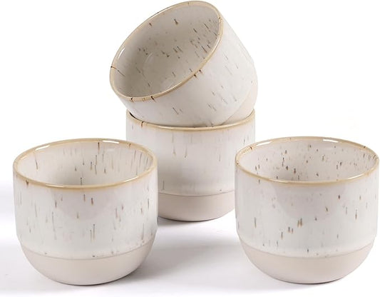 Ceramic Espresso Cups Set of 4, Double Walled Espresso Coffee Mugs for Nespresso Cups, Special glazed Demitasse Cups Expresso Coffee Cup for Espresso Machine (Speckled Off-White)