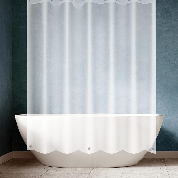 Shower Curtain Liner - Heavy Duty 6 Guage PEVA - Built in 3 Weighted Magnets - 12 Aluminium Grommets (2, Frosted, 72" x 72")