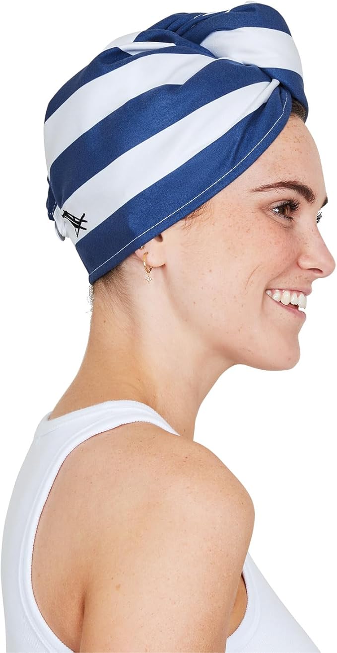 Dock & Bay Turban Hair Towel - for Home & the Beach - Super Absorbent, Quick Dry - Cabana - Whitsunday Blue, One Size