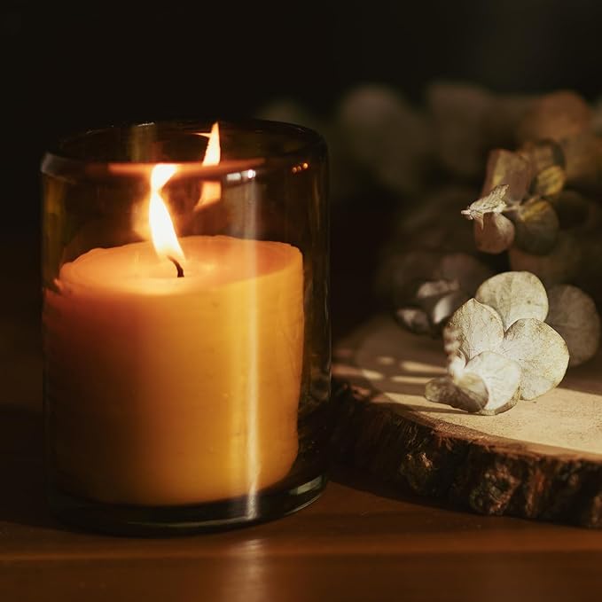 Bluecorn Beeswax 1-Wick Candle, 100% Pure Bees Wax, Amber Glass, Fragrance Free Candle Wax, Soy Free, Clean Burning, Long Lasting (35 Hr), Home Decor, Gifts for Women & Men, American Made, 8 Oz, 1 Ct