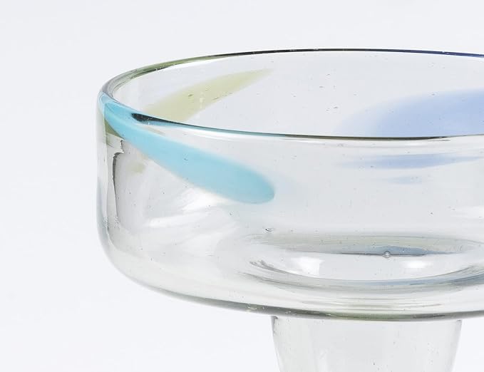 16 oz Hand Blown Mexican Margarita Glasses Set of 4 - Confetti Dots - MEXICAN GLASSWARE