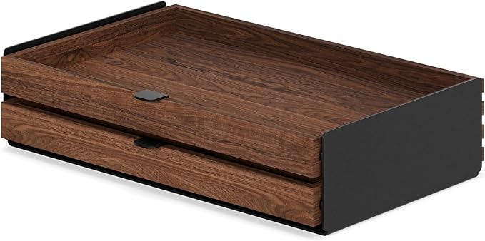 OAKYWOOD Large Modular Drawer – Solid Wood Desk Organizer with Drawers – Document Holder & Office Storage – For Home Office Use – Black Walnut – Dual Size