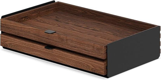 OAKYWOOD Large Modular Drawer – Solid Wood Desk Organizer with Drawers – Document Holder & Office Storage – For Home Office Use – Black Walnut – Dual Size